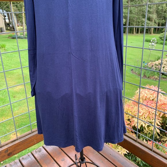 Navy Blue Long Sleeve T-Shirt Dress - Picture 6 of 7
